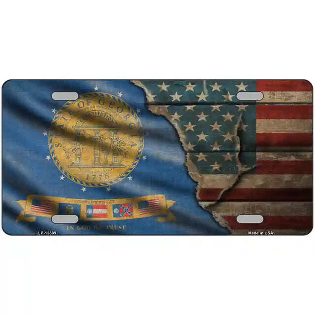 Georgia Seal American Flags Vintage Look Metal Sign