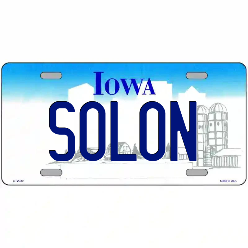 Solon Iowa Metal Sign