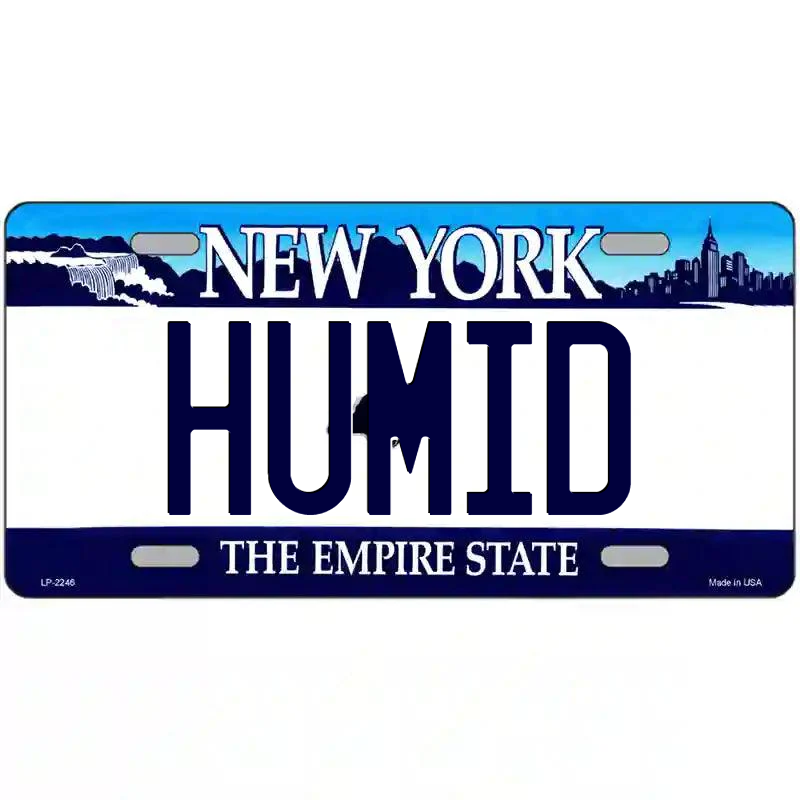 Humid New York Blue Metal Sign
