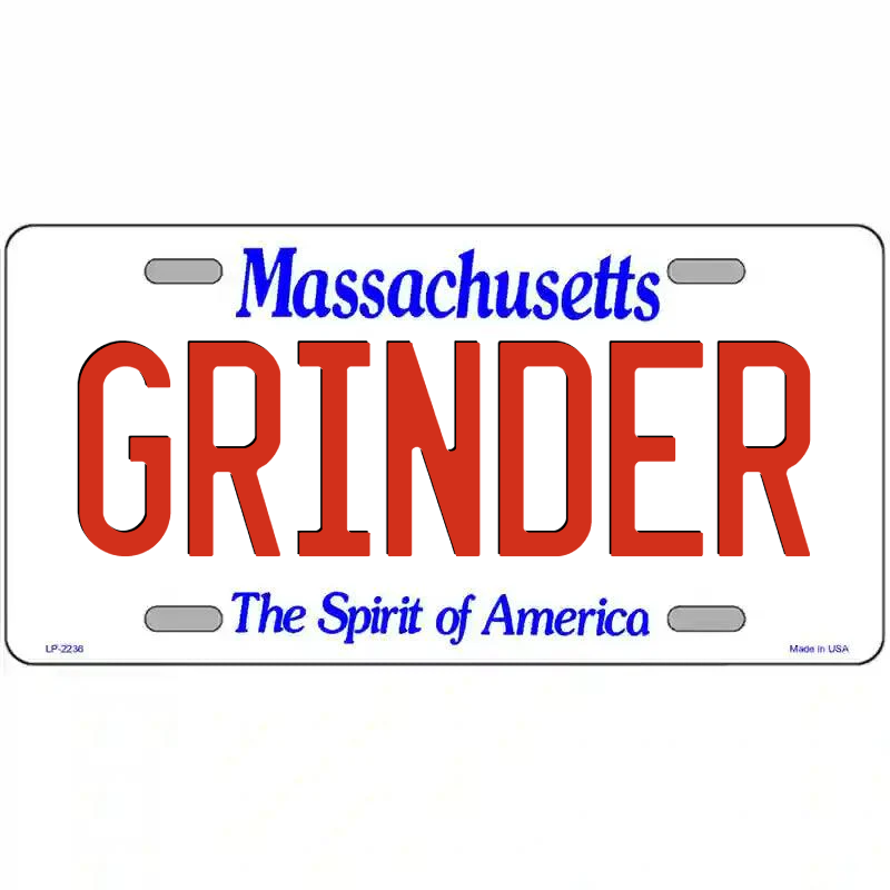Grinder Massachusetts Metal Sign