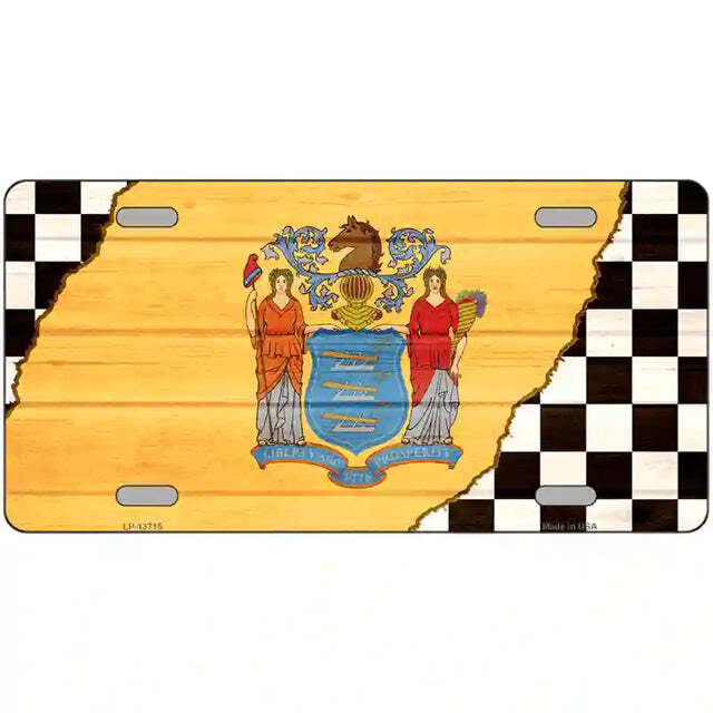 New Jersey Racing Flag Metal Sign
