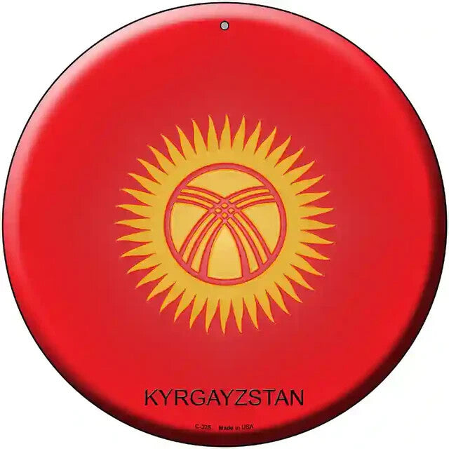 Kyrgayzstan Flag 12" Circle Metal Sign