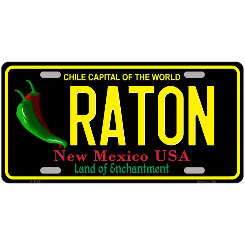 Raton New Mexico Black Metal Sign