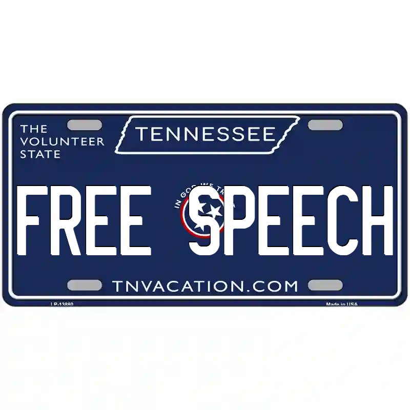 Free Speech Tennessee Blue Metal Sign