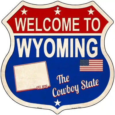 Welcome To Wyoming The Cowboy State Highway Shield Metal Sign
