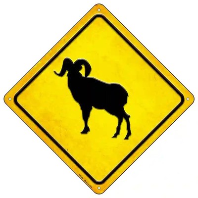 Mountain Sheep Ram 16.5" X 16.5" Diamond Metal Sign