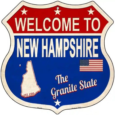Welcome To New Hampshire The Granite State Highway Shield Metal Sign