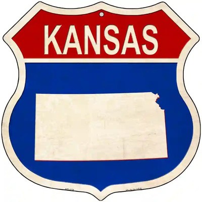 Kansas Silhouette Highway Shield Metal Sign