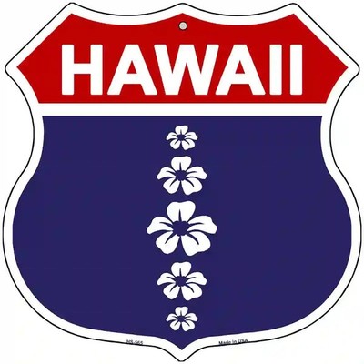 Hawaii Hibis US Blue Highway Shield Metal Sign