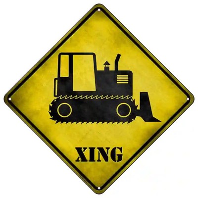 Crawler Tractor 16.5" X 16.5" Diamond Metal Sign