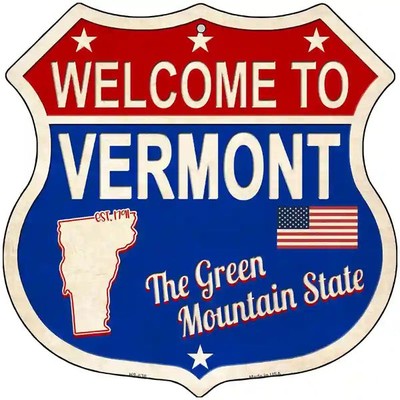 Welcome To Vermont The Green Mountain State Highway Shield Metal Sign