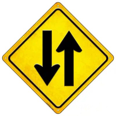 Traffic Both Ways 16.5" X 16.5" Diamond Metal Sign
