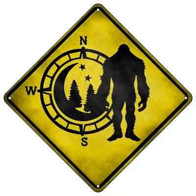 Bigfoot Compass 16.5" X 16.5" Diamond Metal Sign