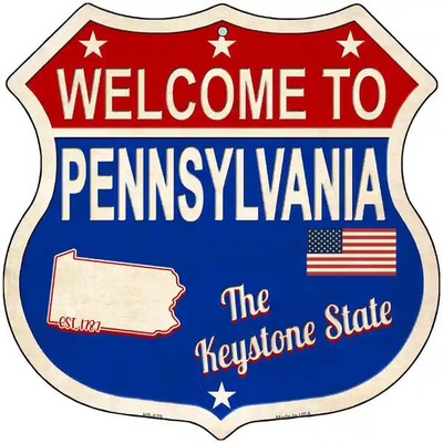 Welcome to Pennsylvania The Keystone State Highway Shield Metal Sign