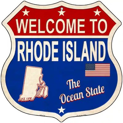 Welcome to Rhode Island The Ocean State Highway Shield Metal Sign