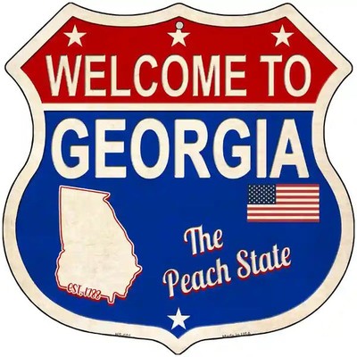 Welcome To Georgia The Peach State Highway Shield Metal Sign