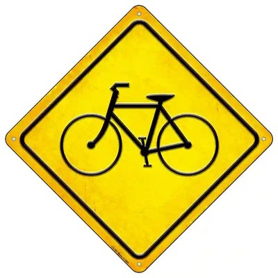 Bicycle Crossing 16.5" X 16.5" Diamond Metal Sign