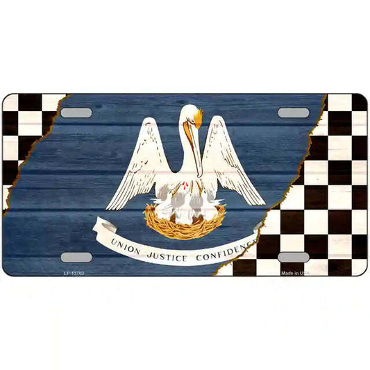 Louisiana Racing Flag Metal Sign