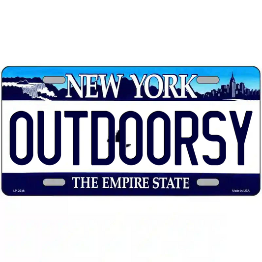 Outdoorsy New York Blue Metal Sign