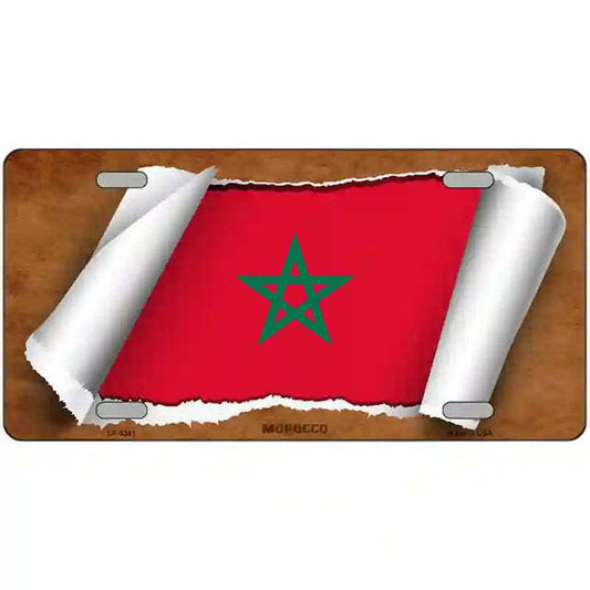 Morocco Scroll Flag Metal Sign