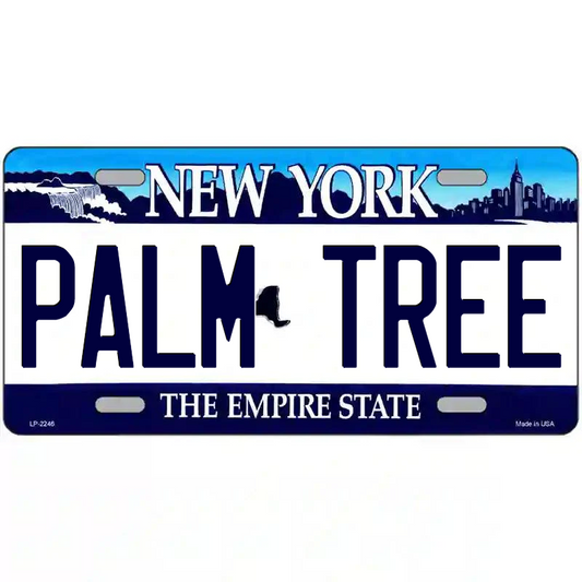Palm Tree New York Blue  Metal Sign