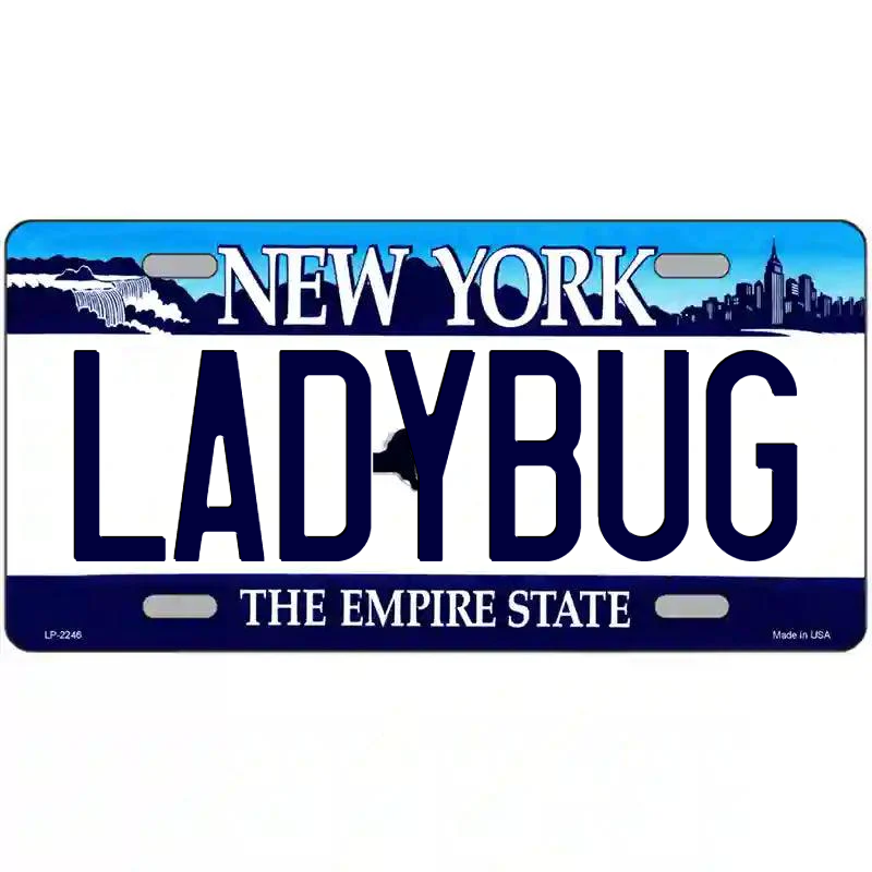 Ladybug New York Blue Metal Sign