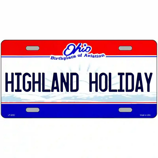 Highland Holiday Ohio Metal Sign