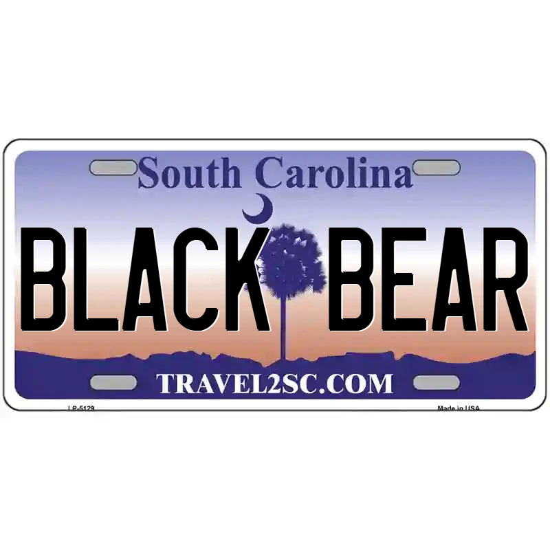 Black Bear South Carolina Metal Sign