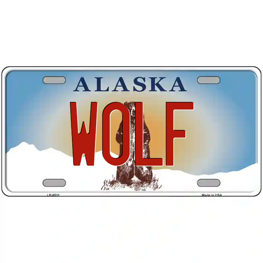 Wolf Alaska Metal Sign