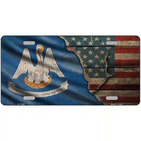 Louisiana American Flags Vintage Look Metal Sign