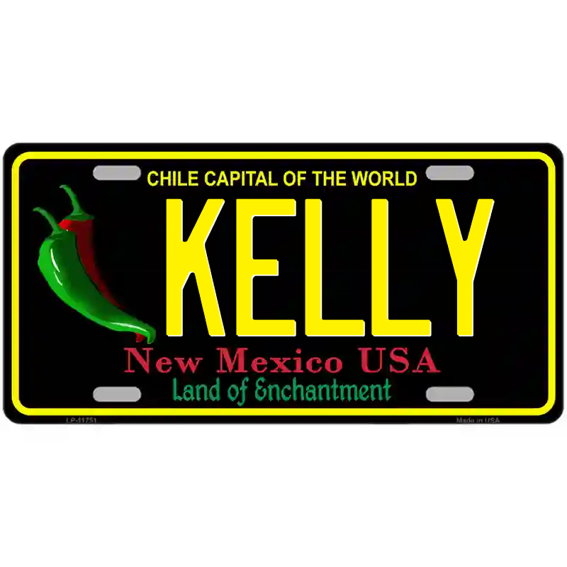 Kelly New Mexico Black Metal Sign
