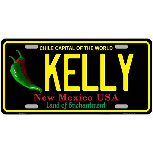 Kelly New Mexico Black Metal Sign
