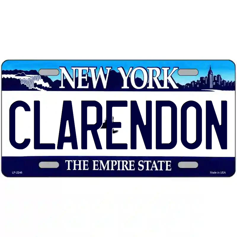 Clarendon New York Blue Metal Sign