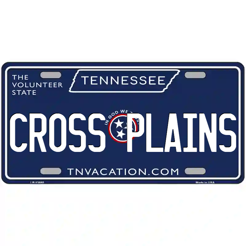 Cross Plains Tennessee Blue Metal Sign