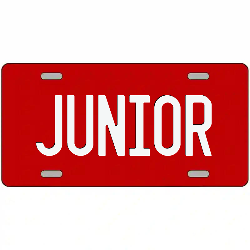 Junior White and Red Metal Sign