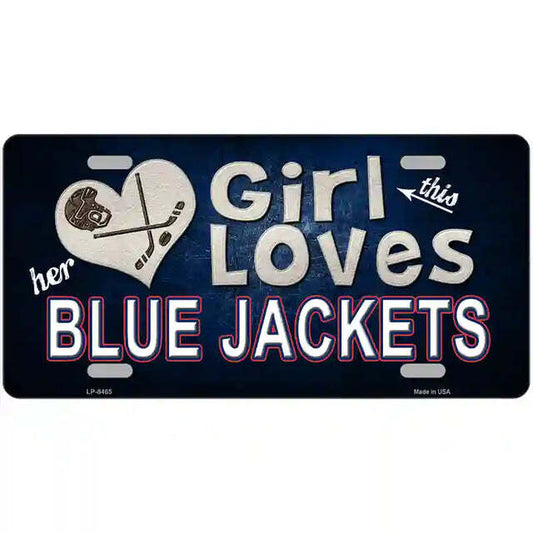 This Girl Loves Her Blue Jackets Metal Sign