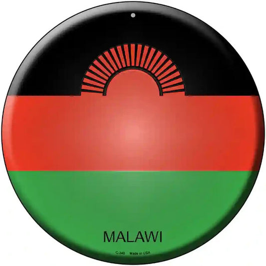 Malawi Flag 12" Circle Metal Sign