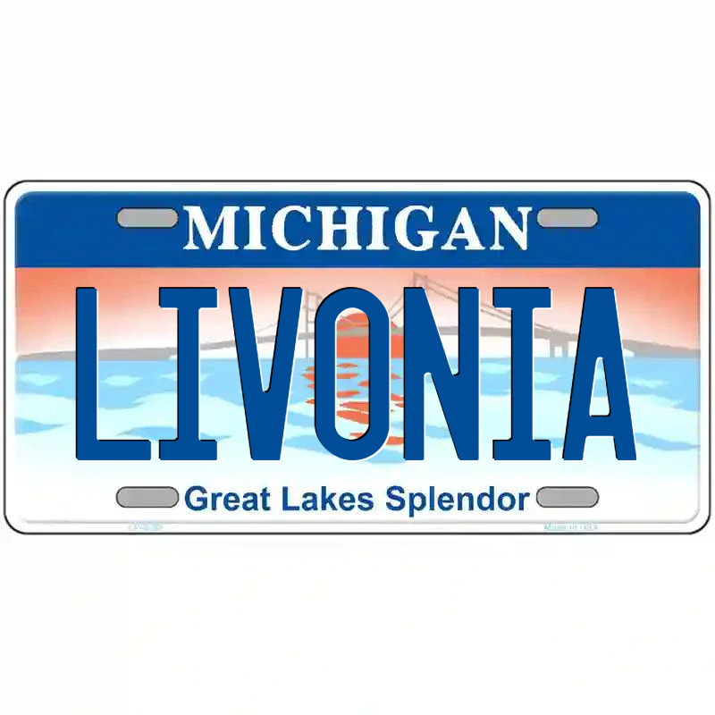 Livonia Michigan Great Lakes Metal Sign