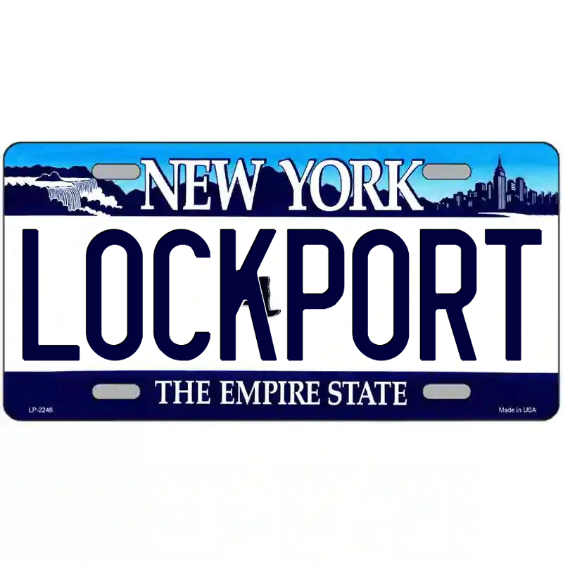 Lockport New York Blue Metal Sign