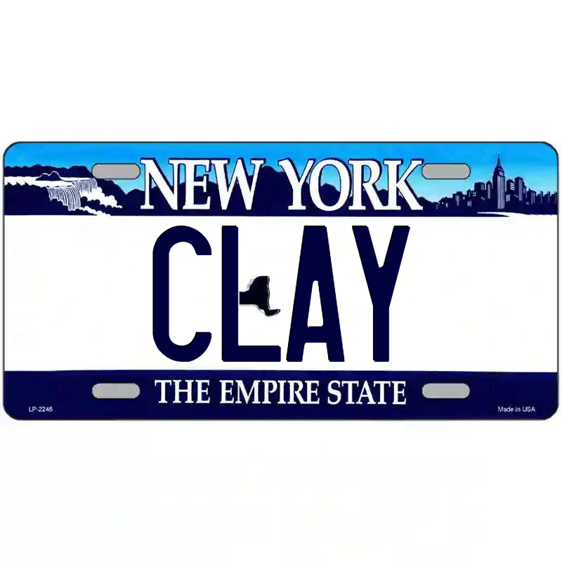 Clay New York Blue Metal Sign