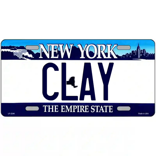 Clay New York Blue Metal Sign