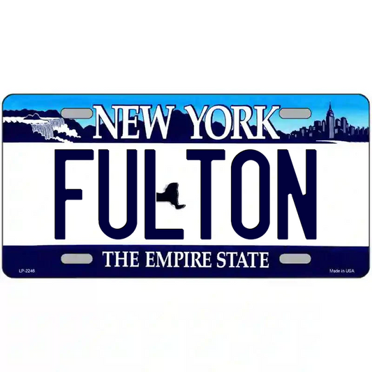 Fulton New York Blue Metal Sign