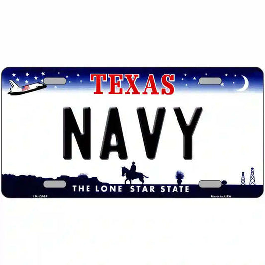 Navy Texas Metal Sign