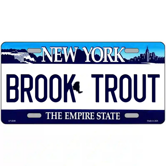 Brook Trout New York Blue Metal Sign