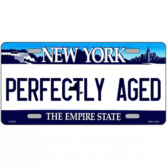 Perfectly Aged New York Blue Metal Sign