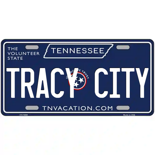 Tracy City Tennessee Blue Metal Sign