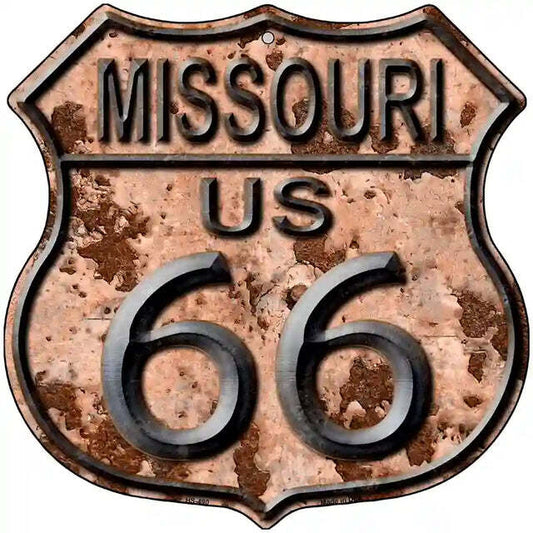 Missouri Route 66 Rusty Look Highway Shield Metal Sign