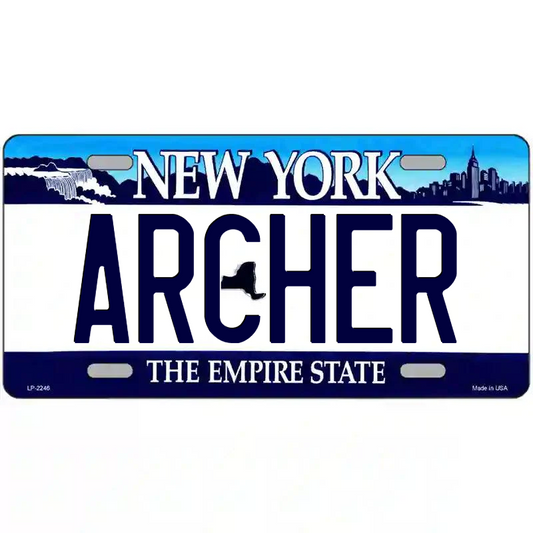Archer New York Blue Metal Sign