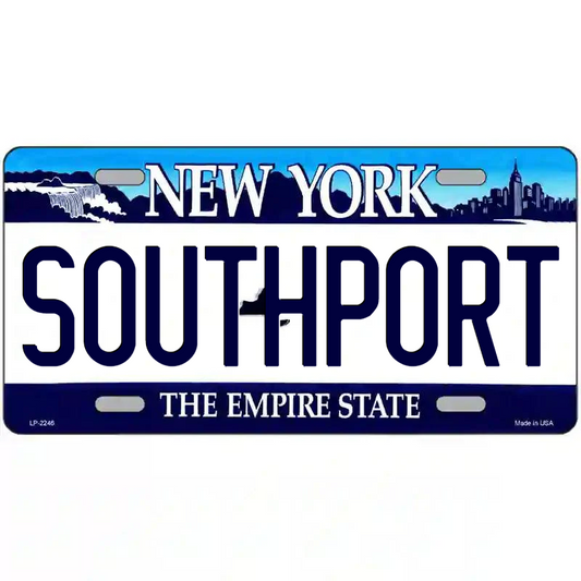 Southport New York Blue Metal Sign