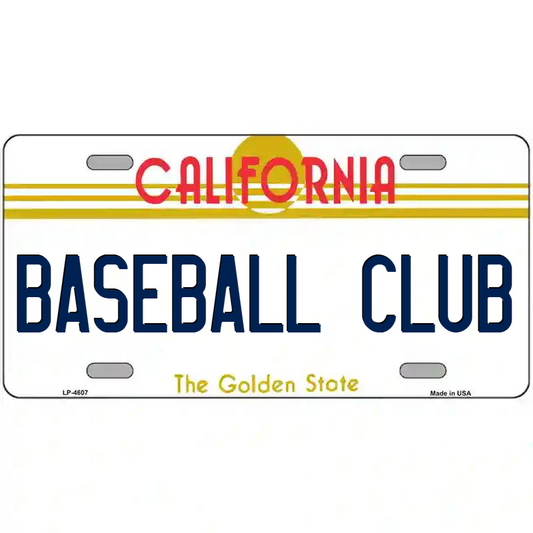 Baseball Club California Metal Sign